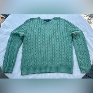 VINTAGE 90s Ralph Lauren Sport Avocado Green Cable Knit Sweater
